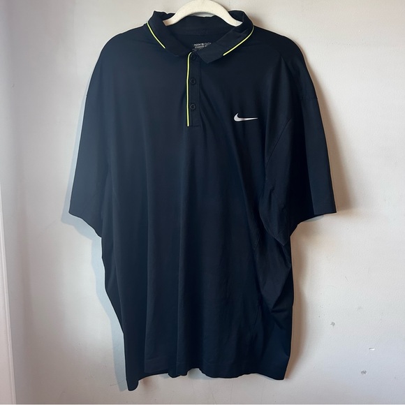 Nike Golf Men’s Short Sleeve Black Polo Shirt with Neon Accents Sz 2XL - Picture 1 of 4